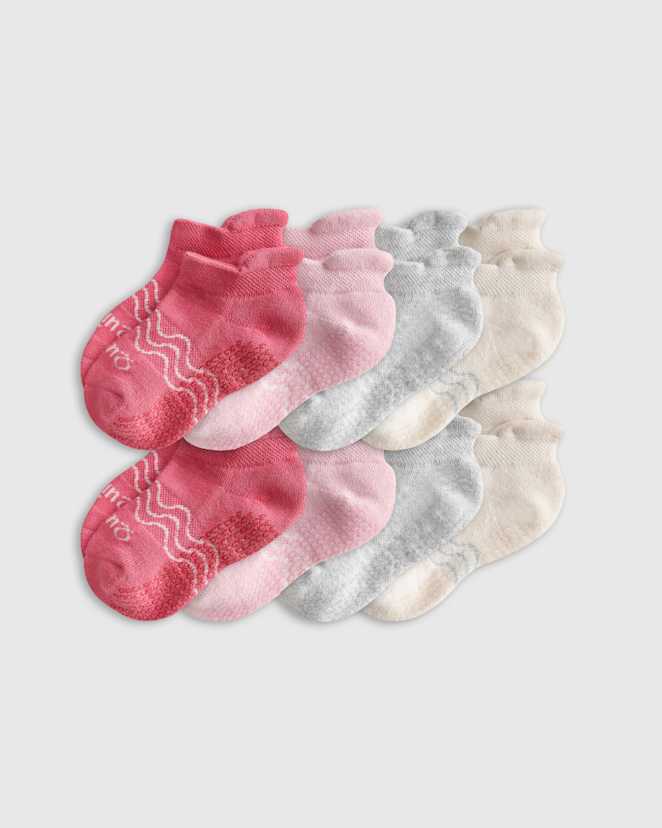 Toddler Girl Ankle Pink Multi Organic Cotton Gripper Ankle Socks 8-Pack