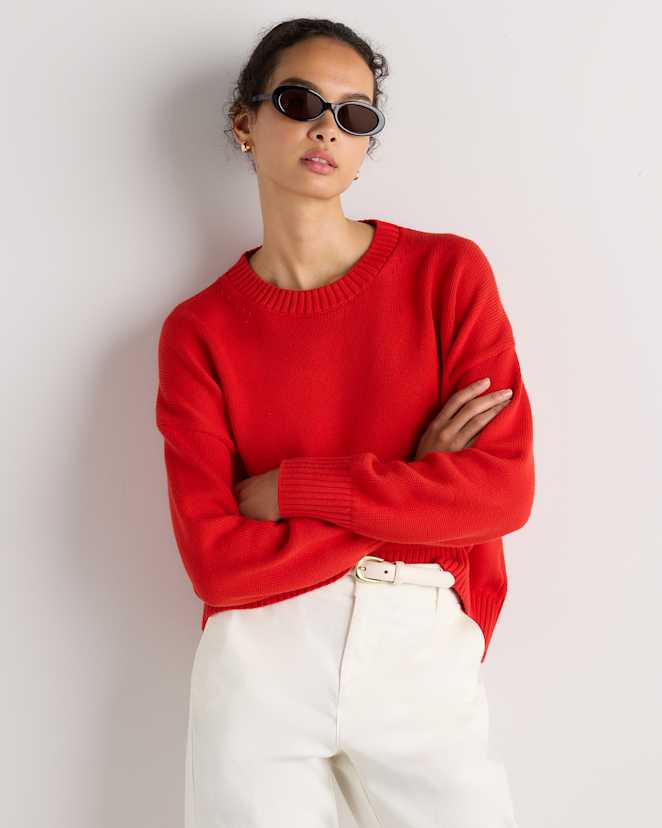 Spritz Red 100% Organic Cotton Boyfriend Crew Sweater