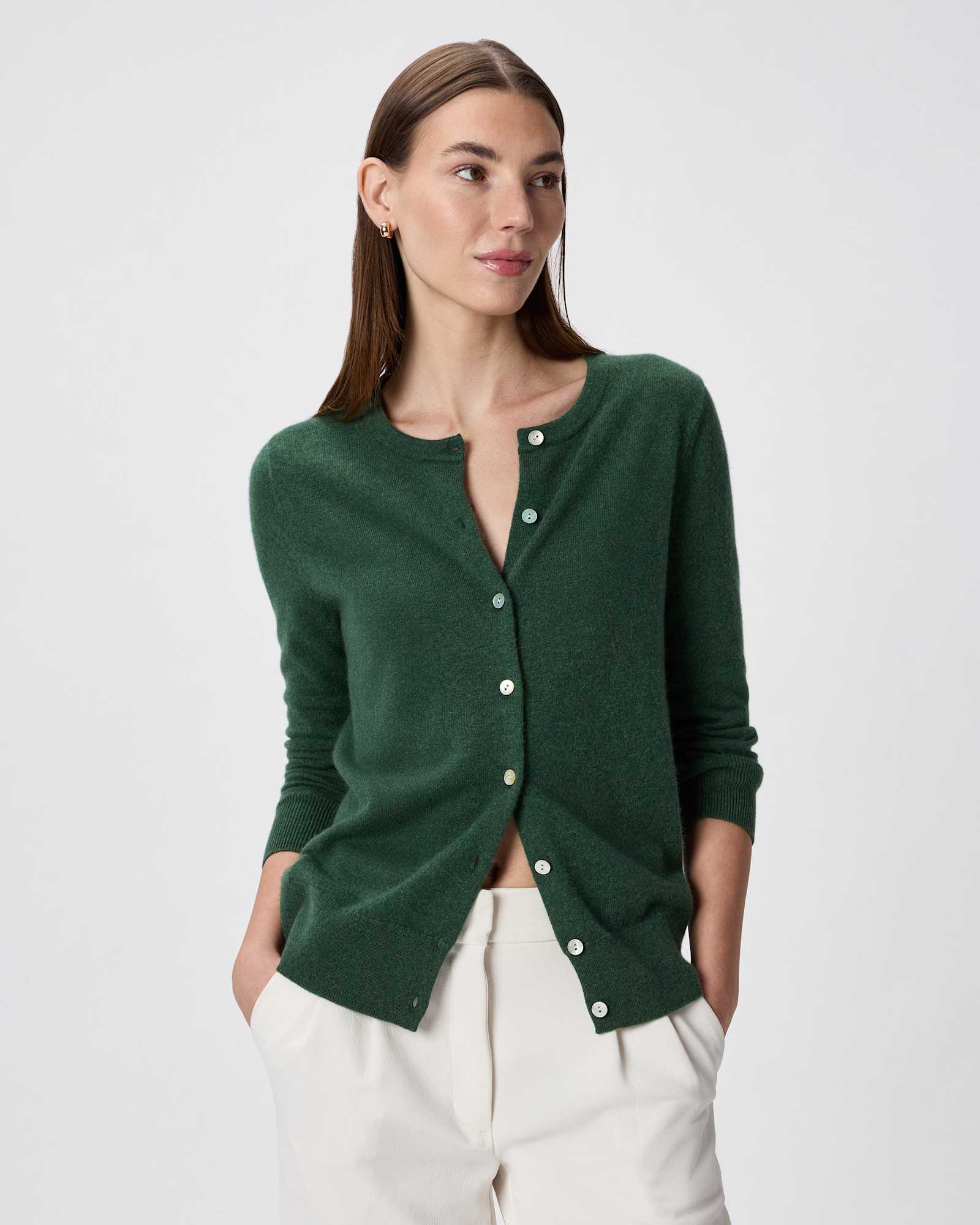 forest-floor-green Mongolian Cashmere Cardigan Sweater