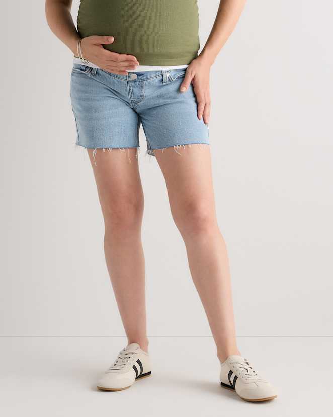 Cool Blue Fray Lila Stretch Maternity Vintage Shorts