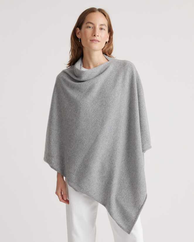 Heather Grey Mongolian Cashmere Poncho