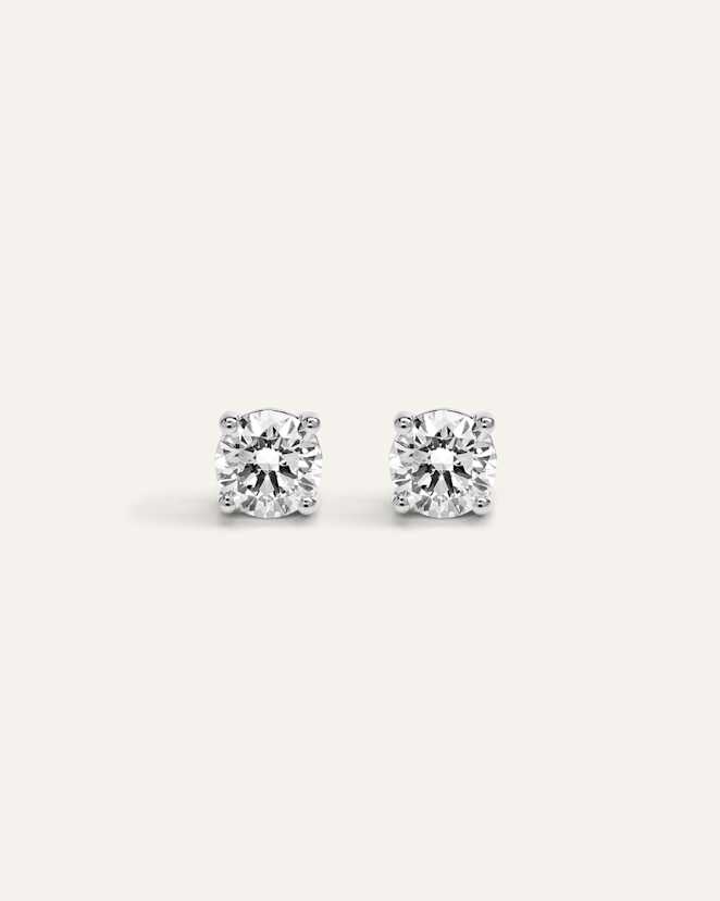 White Gold 14K Gold Lab Grown Diamond Four-Prong Solitaire Studs