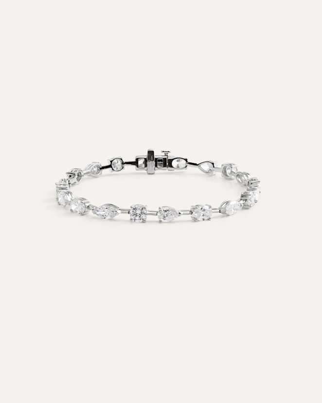 White Gold 14K Gold Lab Grown Diamond Mixed Shape Tennis Bracelet