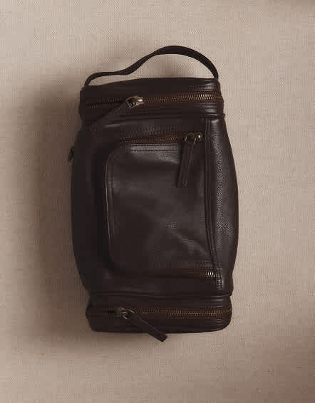 Dark Brown Nappa Leather Toiletry Bag