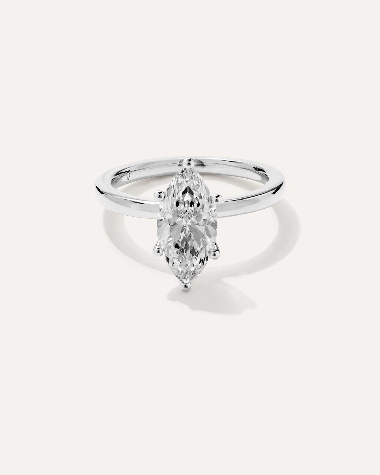 platinum Lab Grown Diamond Marquise Comfort Fit Engagement Ring - 2ct