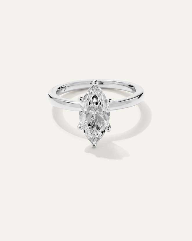 White Gold Lab Grown Diamond Marquise Comfort Fit Engagement Ring - 2ct