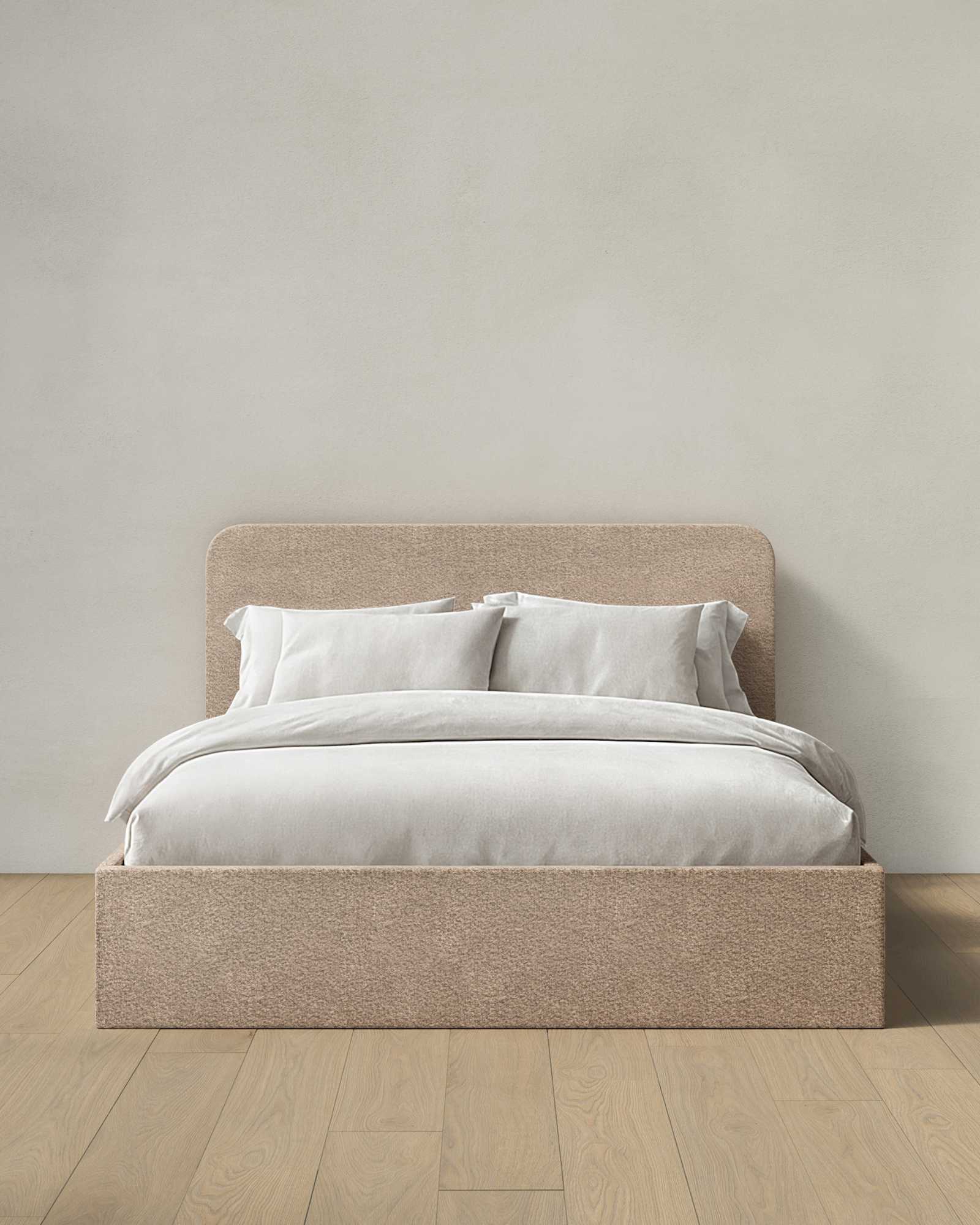 Camel Plush Boucle Curved Bed