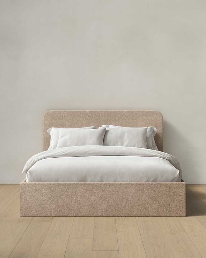 Camel Plush Boucle Curved Bed