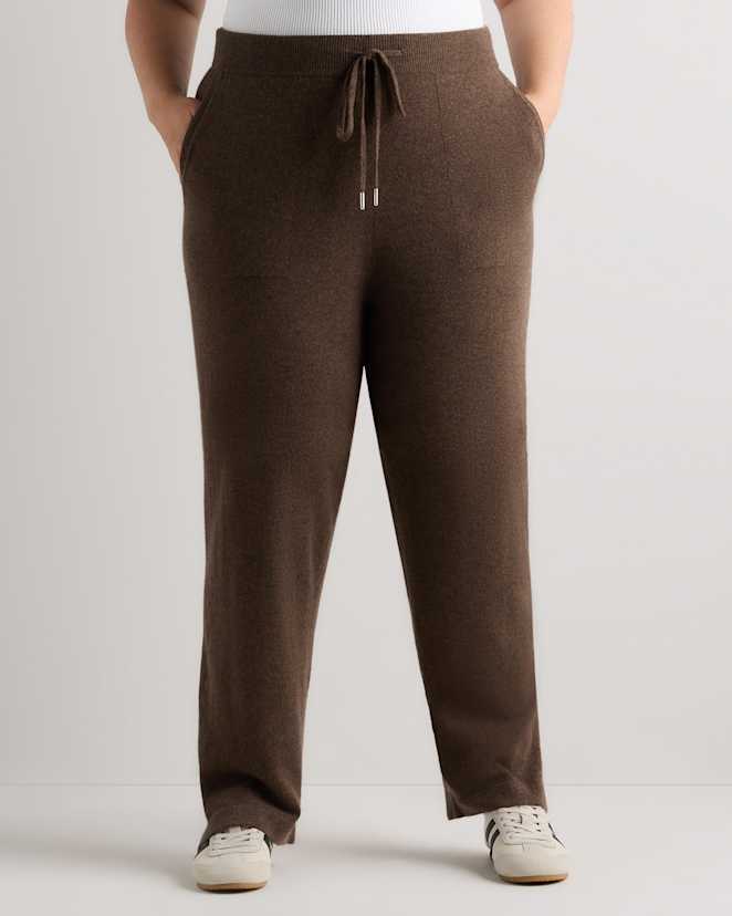 Brown Mongolian Cashmere Straight Leg Pants