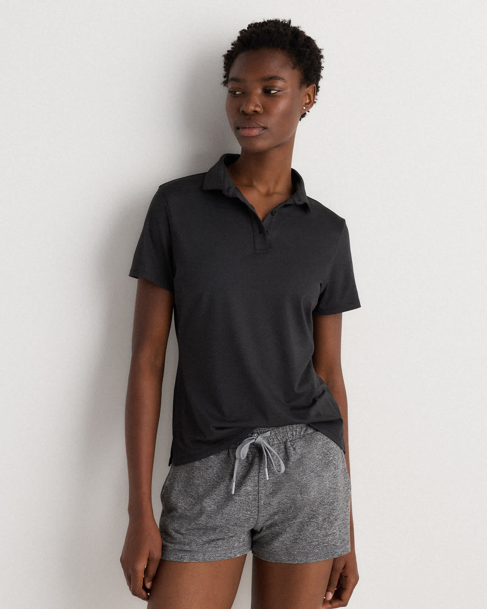 heather-black Flowknit Breeze Short Sleeve Polo