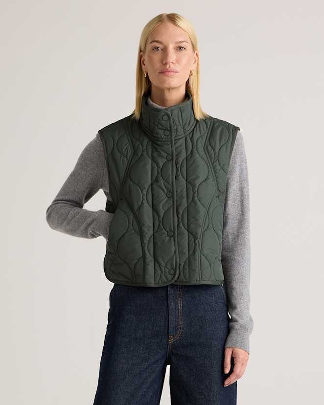 Verdant Pine Featherless Quilted Puffer Vest