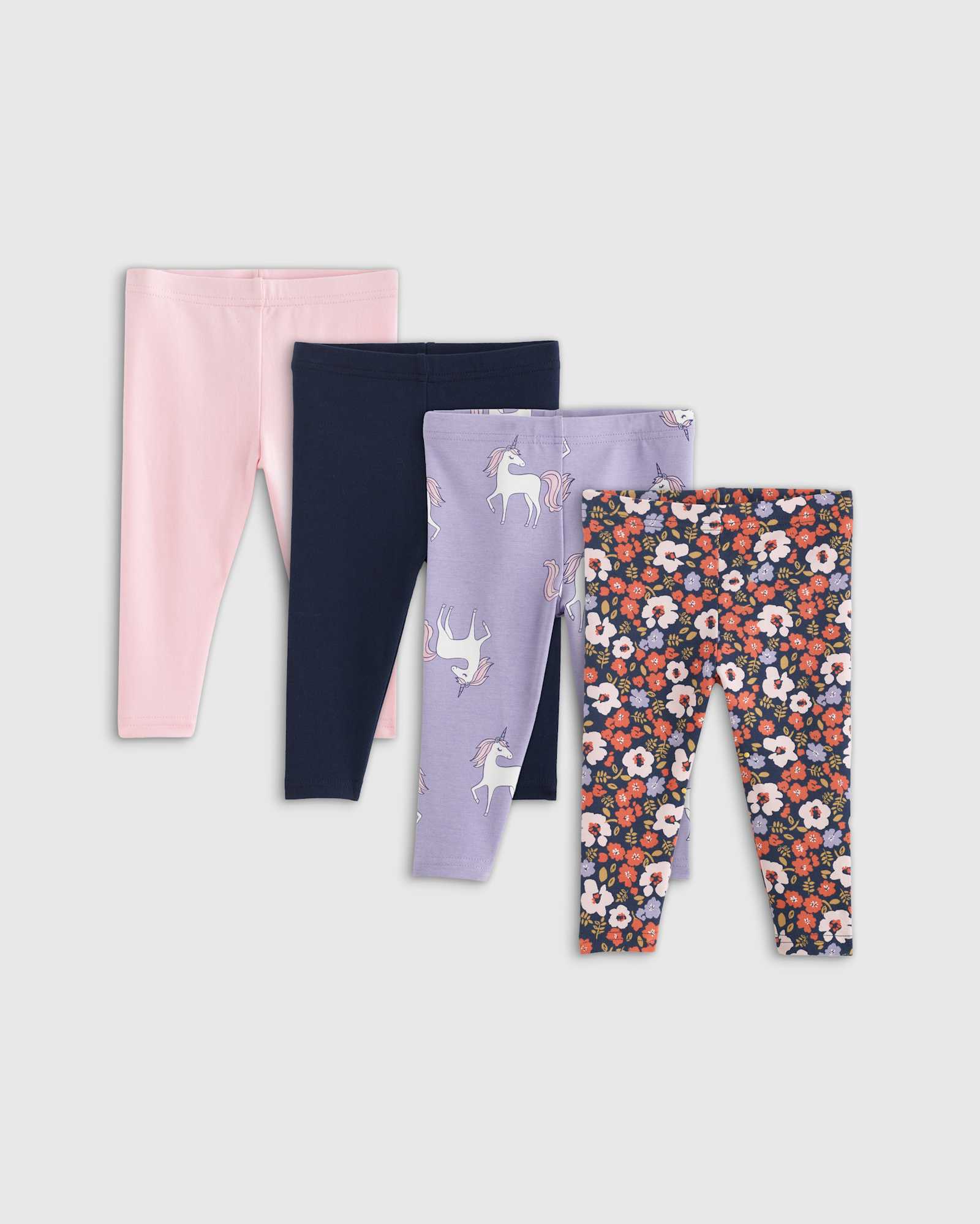 Poppy Floral:Lilac Unicorn poppy-floral/lilac-unicorn Organic Cotton Leggings 4-Pack