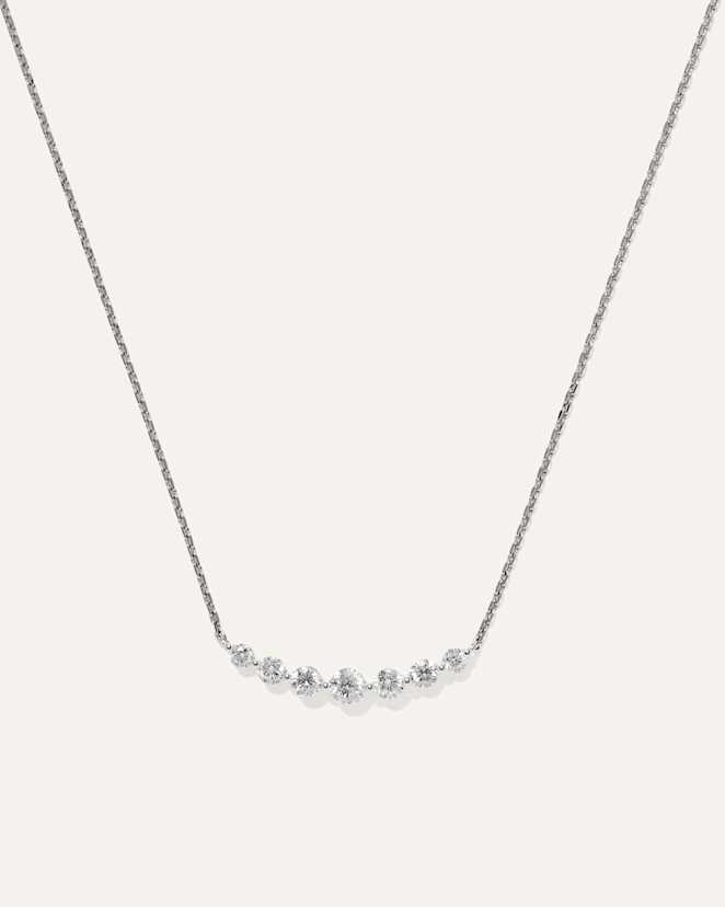 White Gold 14K Gold Lab Grown Diamond Graduated Bar Necklace