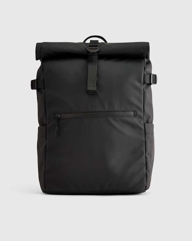 Black Weatherproof Roll-Top Backpack