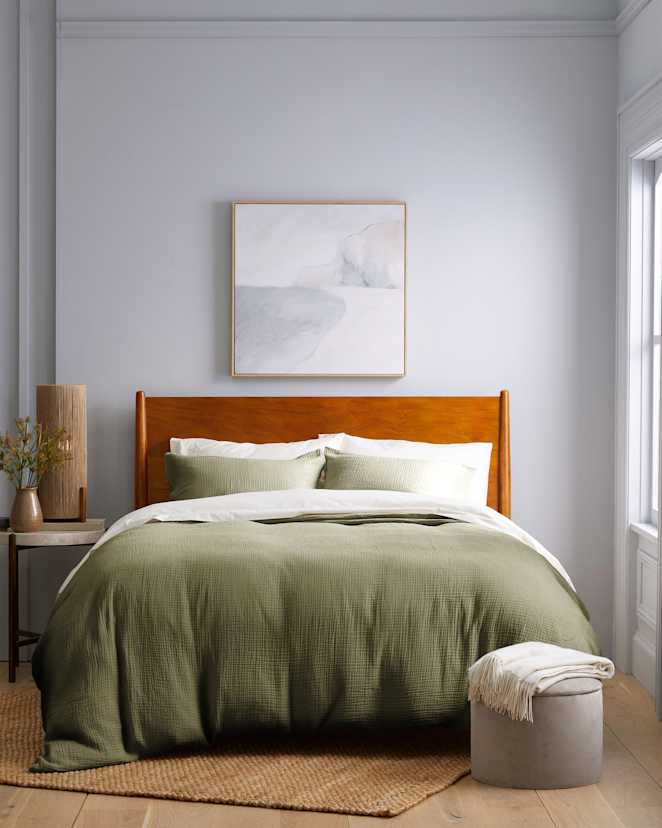 Olive Organic Airy Gauze Duvet Cover Set