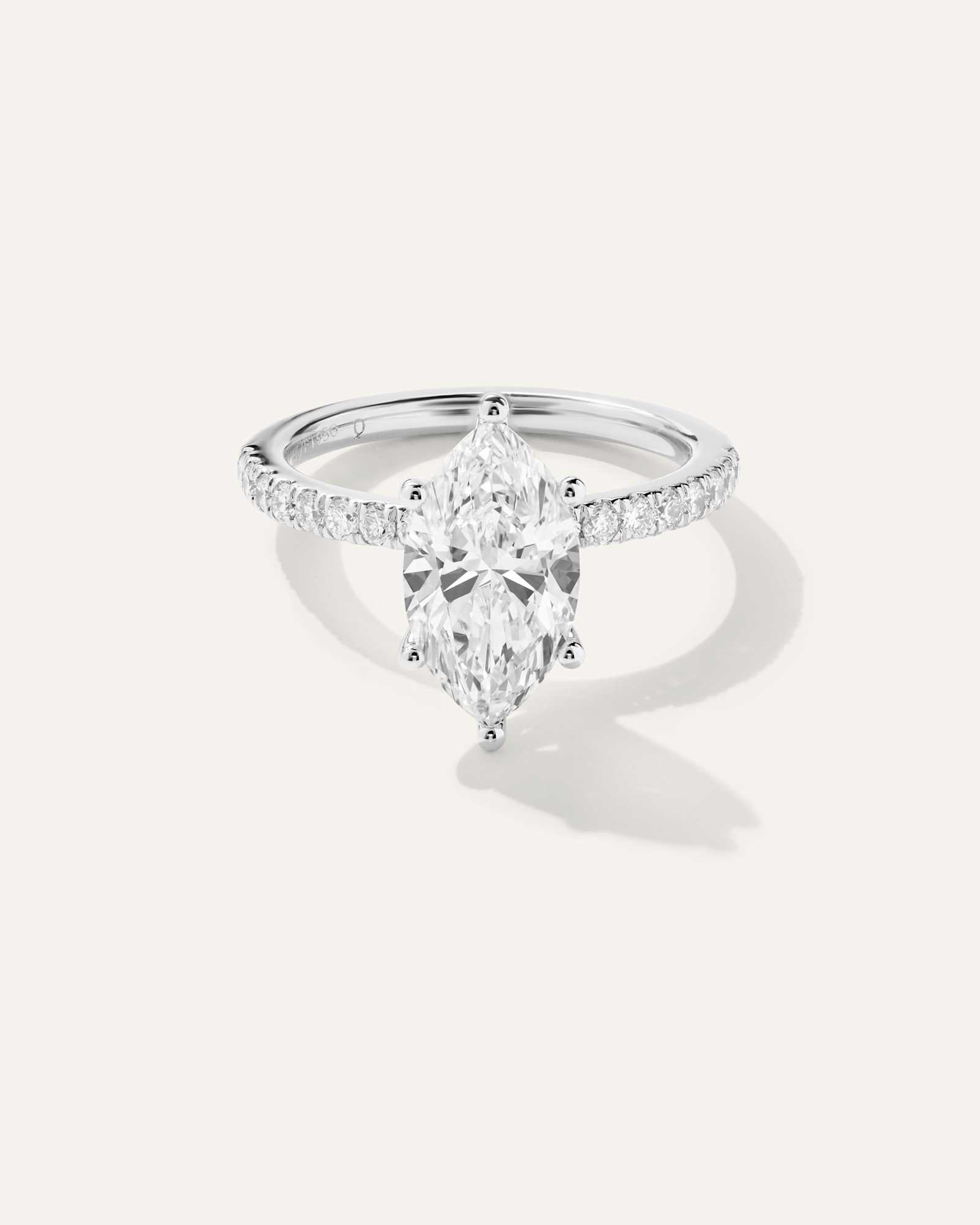 Platinum Lab Grown Diamond Marquise Petite Pave Engagement Ring - 2.5ct