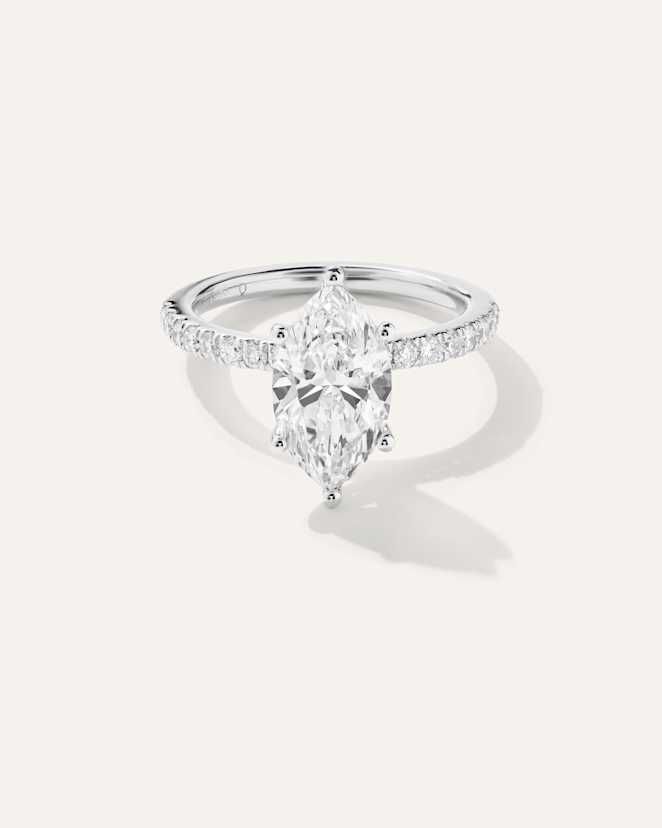 Platinum Lab Grown Diamond Marquise Petite Pave Engagement Ring - 2.5ct