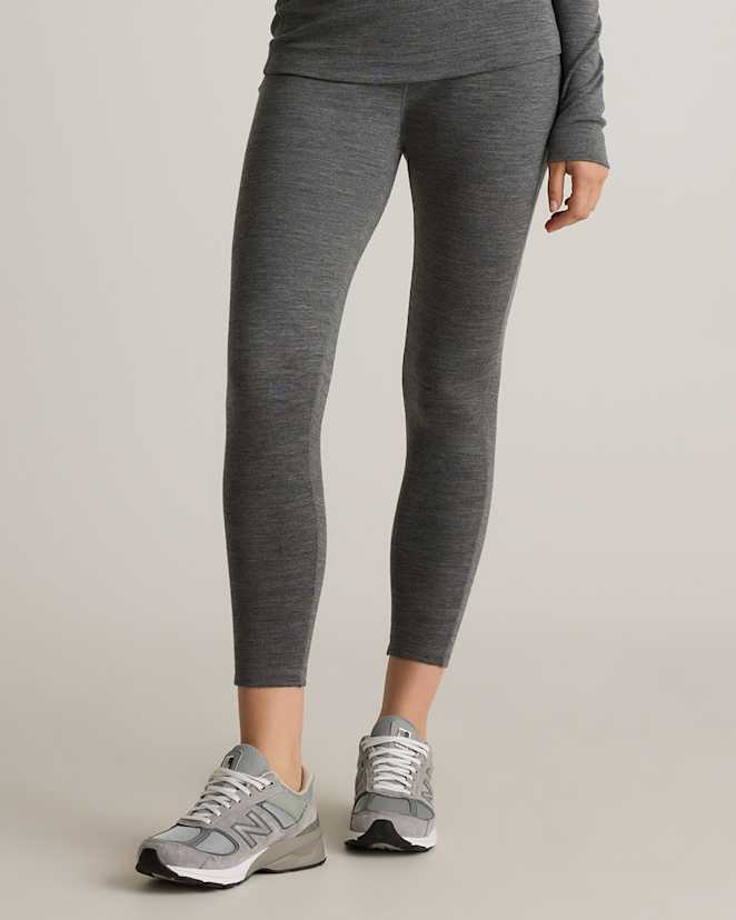 Heather Charcoal Grey 100% Merino Wool Cold Weather Base Layer Legging
