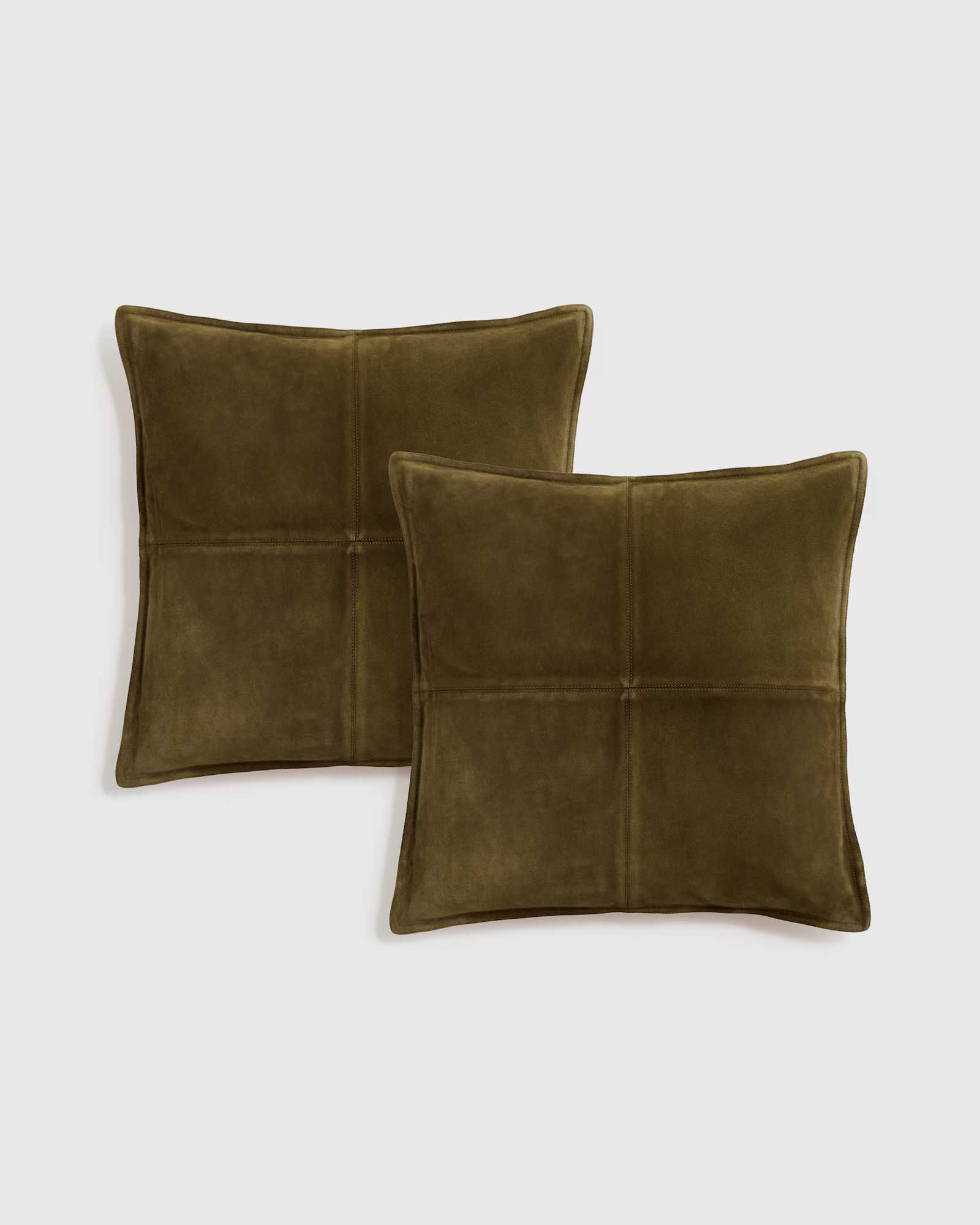 Olive Pieced Suede Pillow Cover (Set of 2)