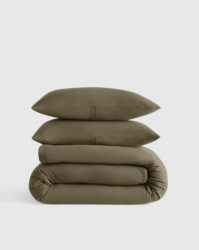 Dusty Olive Organic Jersey Duvet Cover Set