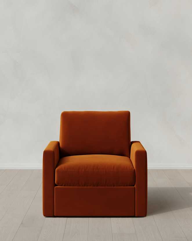 Rust Brennan Swivel Chair in Performance Velvet