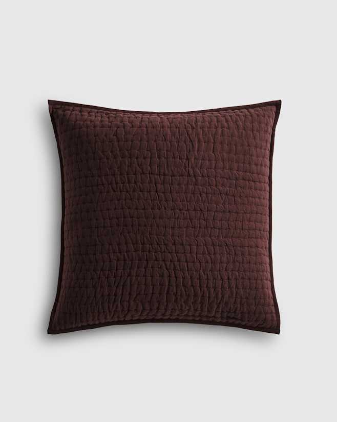 Espresso European Linen Cotton Stitch Quilted Euro Sham