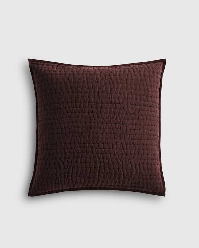 Espresso European Linen Cotton Stitch Quilted Euro Sham
