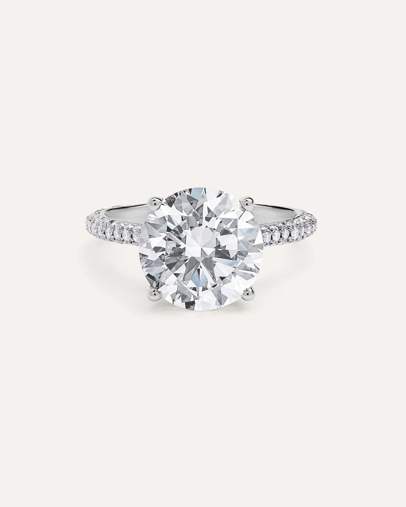 platinum Lab Grown Diamond Round Pave Cathedral Engagement Ring - 5ct