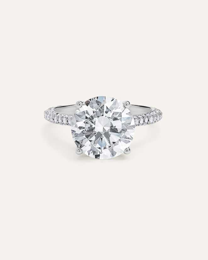 Platinum Lab Grown Diamond Round Pave Cathedral Engagement Ring - 5ctw
