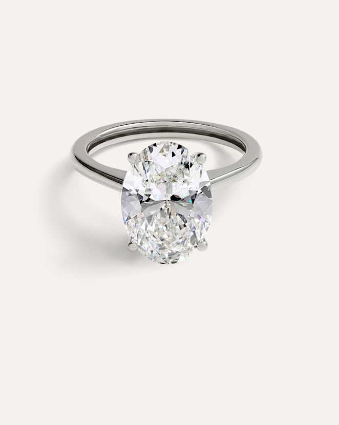 Platinum Lab Grown Diamond Oval Trellis Cathedral Engagement Ring - 4ct
