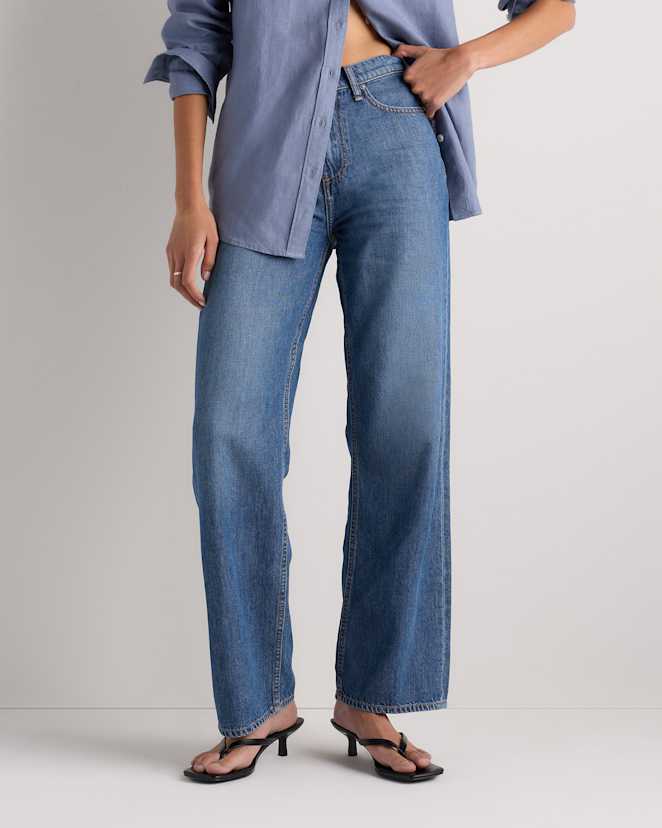 Harbor Blue Bella Wide Leg Jeans in Whisper Denim