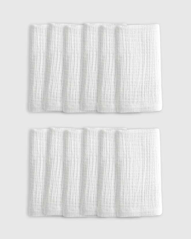 White Serviettes de table en gaze de coton biologique (ensemble de 12)