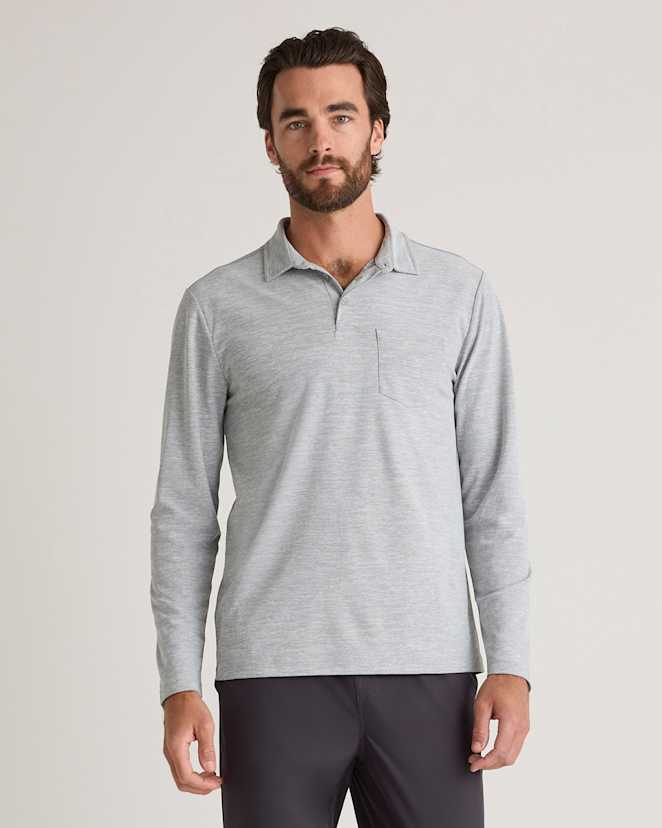 Light Grey ProPique Performance Long Sleeve Polo