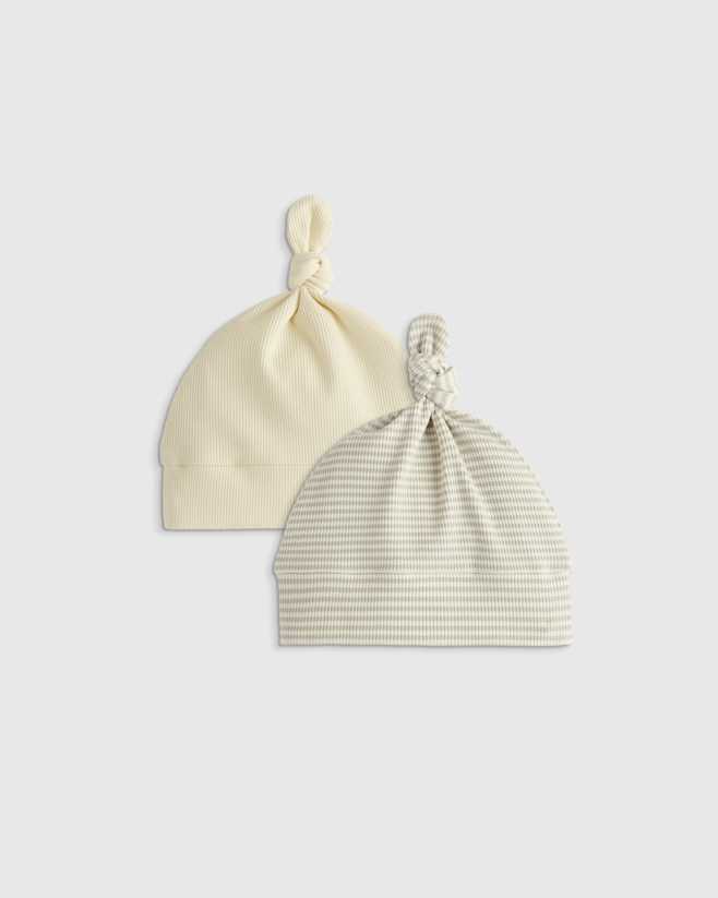 Ivory/Grey Stripe Softest Rib Hat (2-Pack)