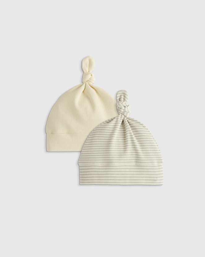 Ivory/Grey Stripe Softest Rib Hat (2-Pack)
