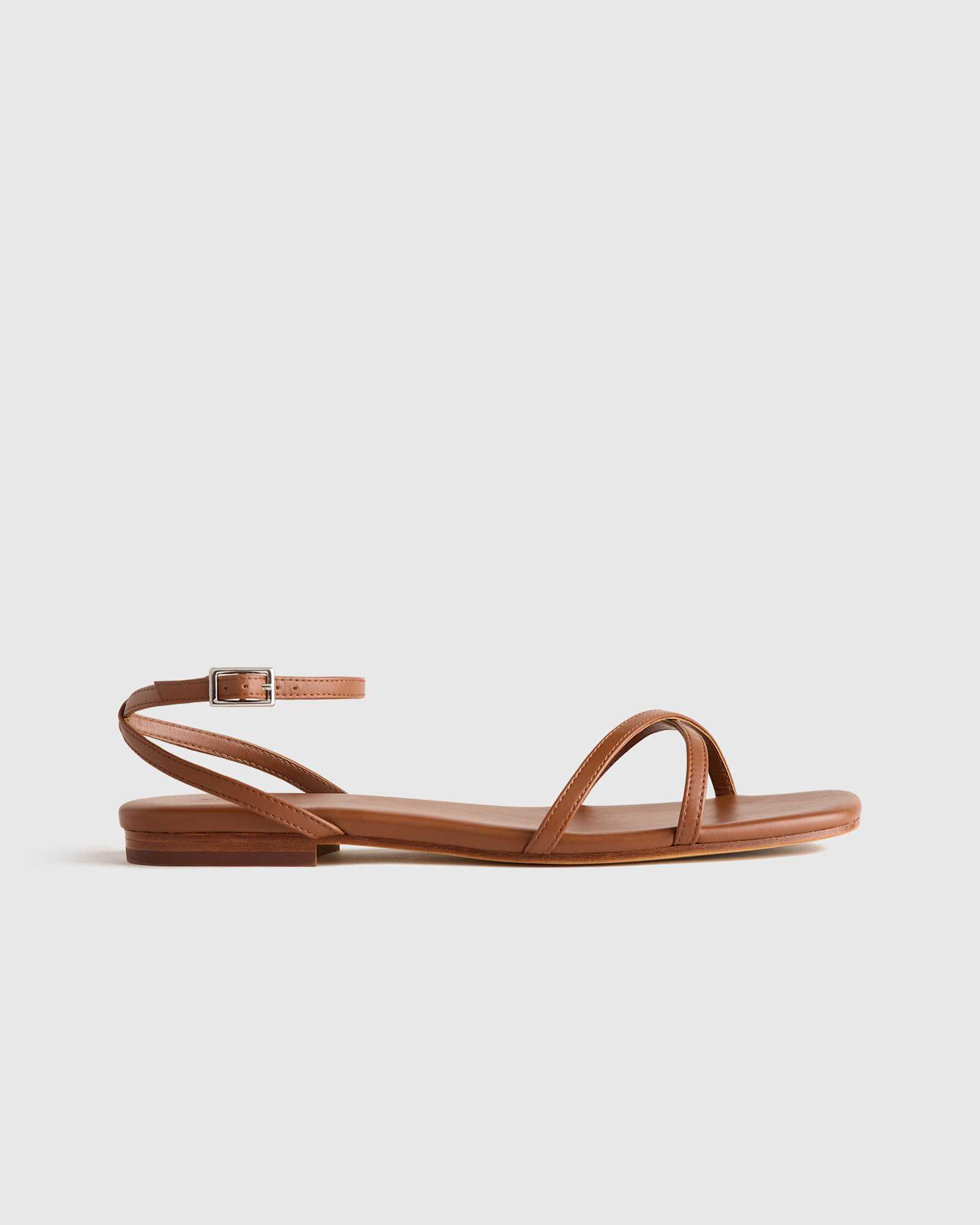 Cognac Italian Leather Ankle Strap Sandal