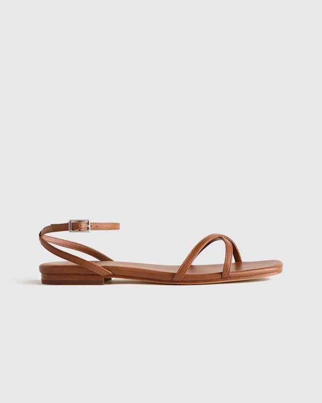 Cognac Italian Leather Ankle Strap Sandal
