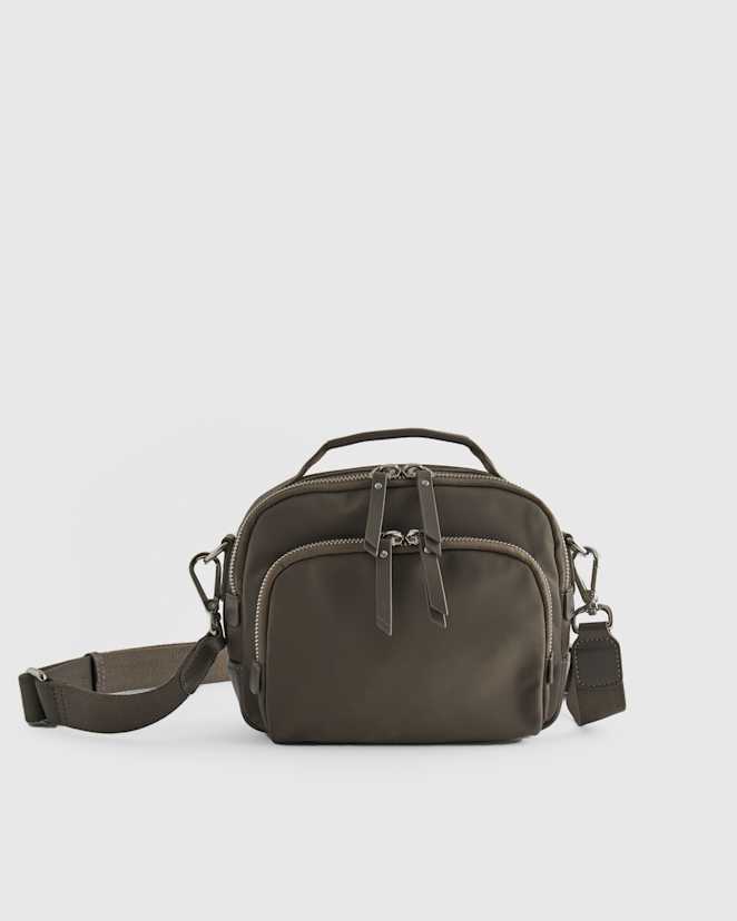 Ash Grey Revive Nylon Camera Crossbody