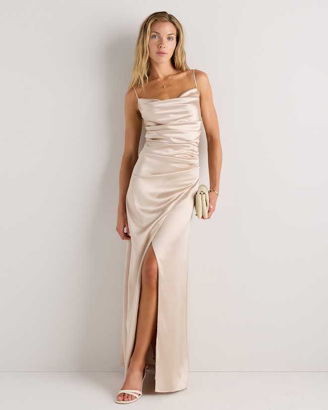 Champagne Juliette Stretch Satin Dress