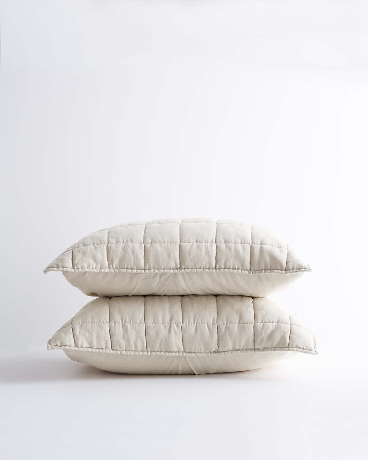 Sand European Linen Box Quilted Sham Set