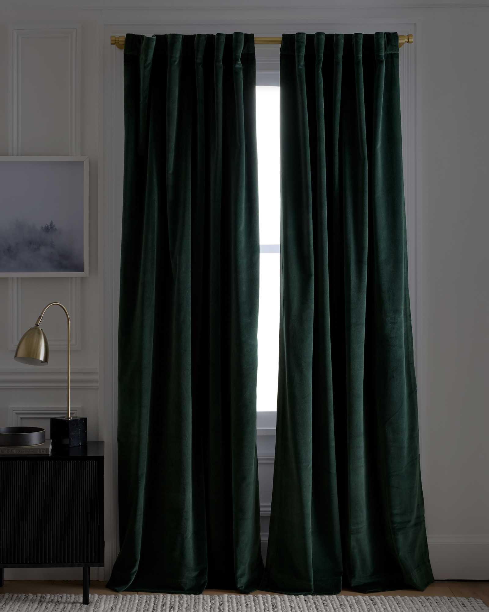 spruce Cotton Velvet True Blackout Curtain