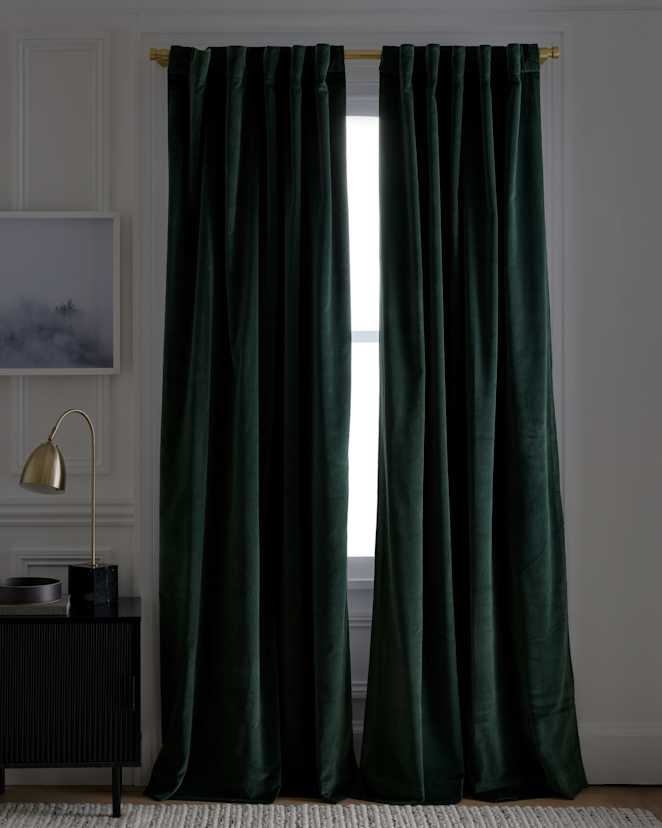 Spruce Cotton Velvet True Blackout Curtain
