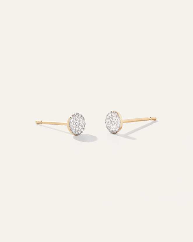 Yellow Gold 14K Gold Pave Diamond Round Studs