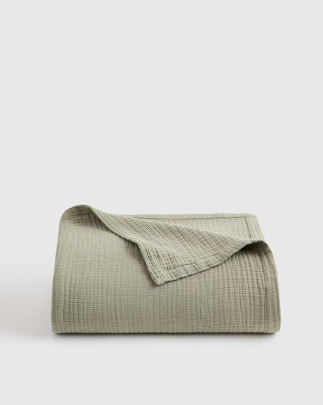 Dried Sage Organic Cotton Gauze Blanket