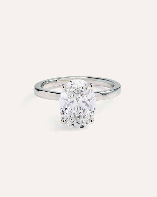 Platinum Lab Grown Diamond Oval Comfort Fit Engagement Ring - 3ct