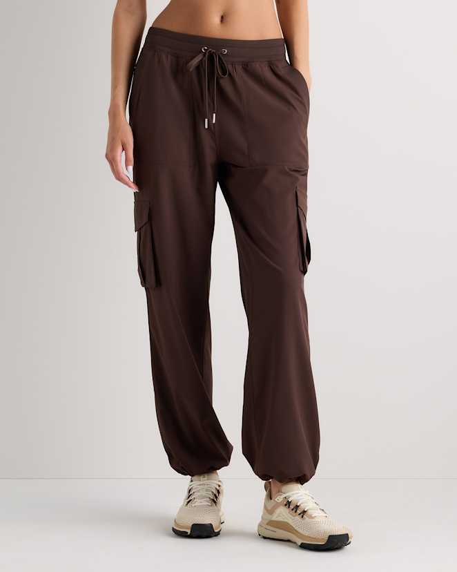 Coffee Bean Brown Performance Tech Cargo Mid-Rise Pants