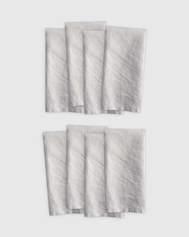 Light Grey European Linen Napkins (Set of 8)