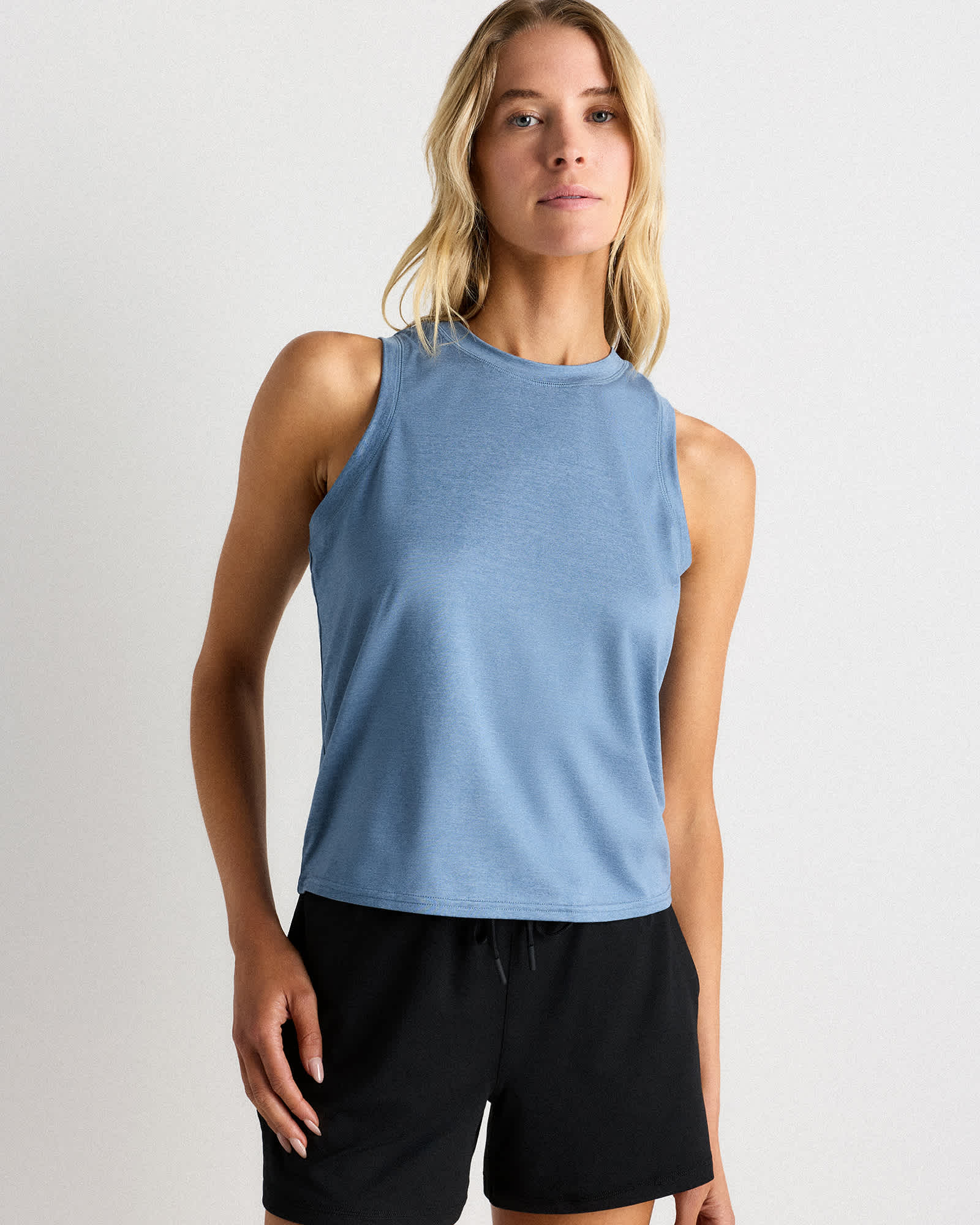 heather-dewstone-blue Flowknit Breeze High-Neck Tank