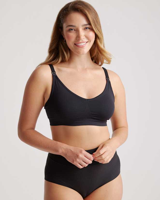 Black Seamless Nursing Bra