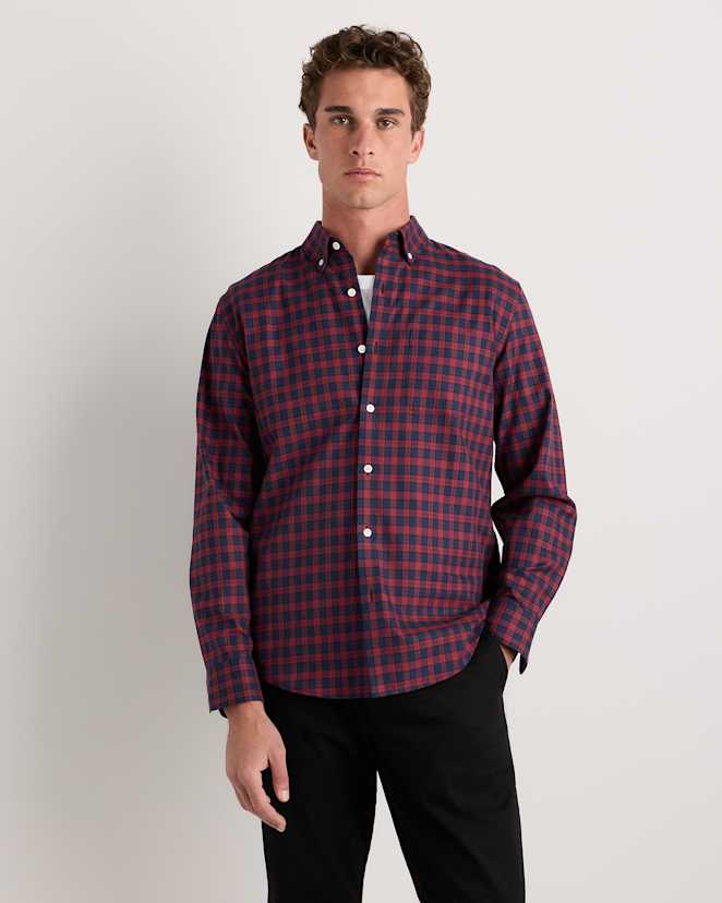 Red/Navy 100% Organic Cotton Brushed Flannel Shirt